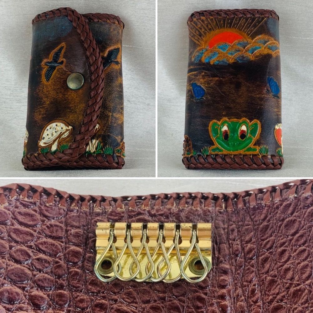 EUC Vintage Leather Snap-Closure Key Keeper